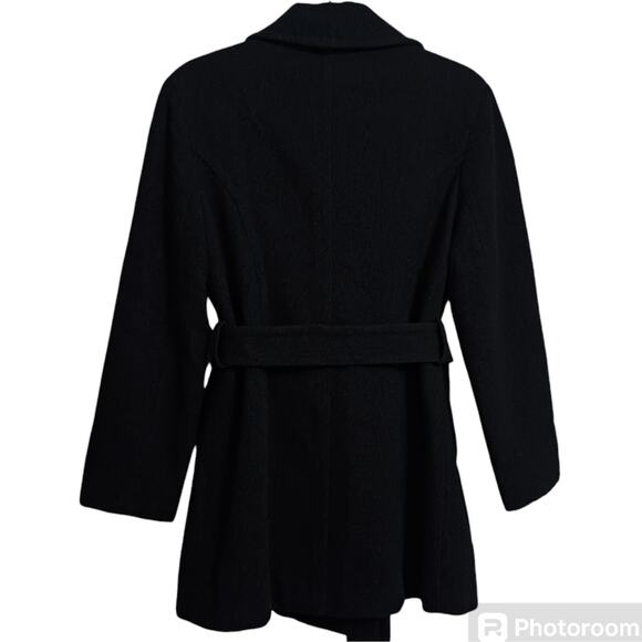 Vintage wool pea coat trench medium sz 8 dark charcoal gray double breasted - Picture 5 of 9